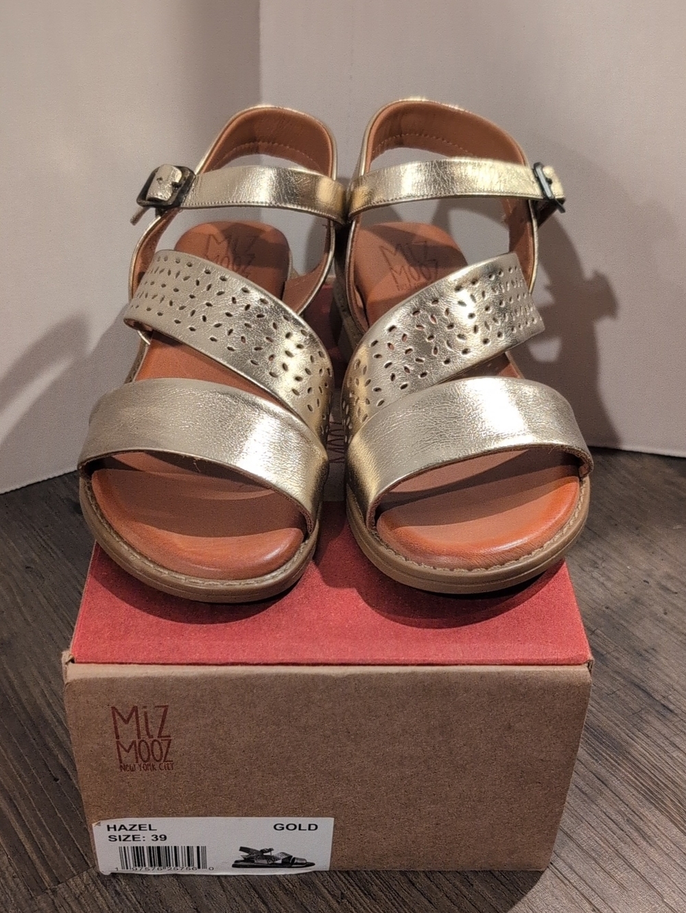 Miz Mooz Hazel Metallic Gold Leather Sandals